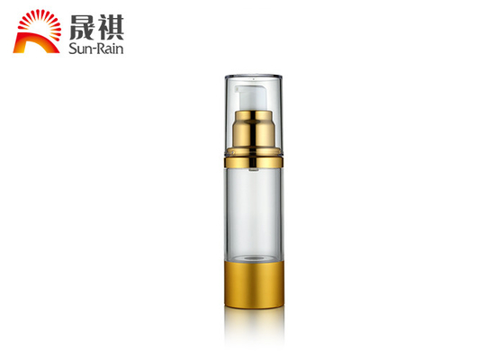 La pompa senz'aria su ordinazione imbottiglia il collare dorato trasparente cosmetico COME corpo SR-2108C