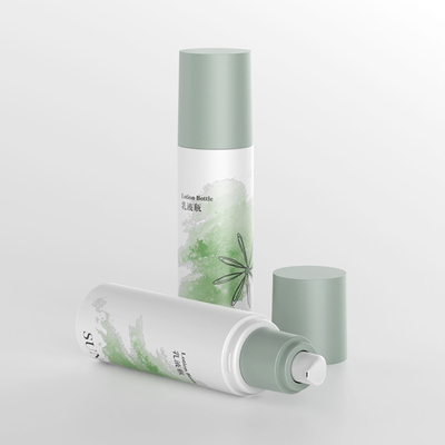 Cosmetici di bellezza personalizzati con una sola parete, siero cosmetico verde, lozione, bottiglia da 120 ml con distributore