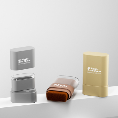 Fabbrica diretta può personalizzare il colore fondamento bastone tutto di plastica di forma ovale deodorante bottiglia con un pennello