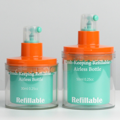 Bottiglia di pompa senza aria per crema cosmetica di 30 ml e 50 ml ricaricabile con timbro a caldo e colore personalizzato